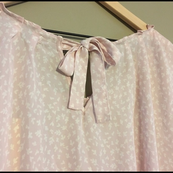 LC Lauren Conrad Pleated Top (Pink Leaf Print) - Picture 6 of 6